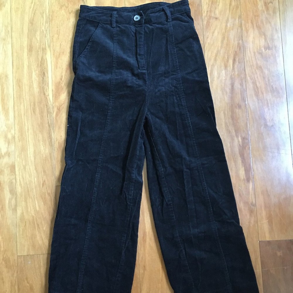 Bohme Black Corduroy Wide Leg Cropped Pants